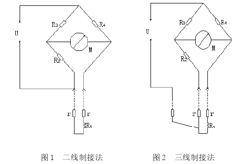 熱電阻二線制，三線制接法示意圖